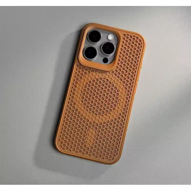 Summer honeycomb heat dissipation is suitable for iPhone17promax magnetic mobile phone case Apple 16 mesh matte 15 ultra-thin.
