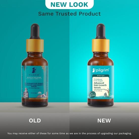 Pilgrim Redensyl 3% + Anagain 4% + Baicapil Zaawansowane Serum Na Wzrost Włosów (30 ml) dla skóry głowy z koreańskim czarnym ryżem | Dla kobiet i mężczyzn