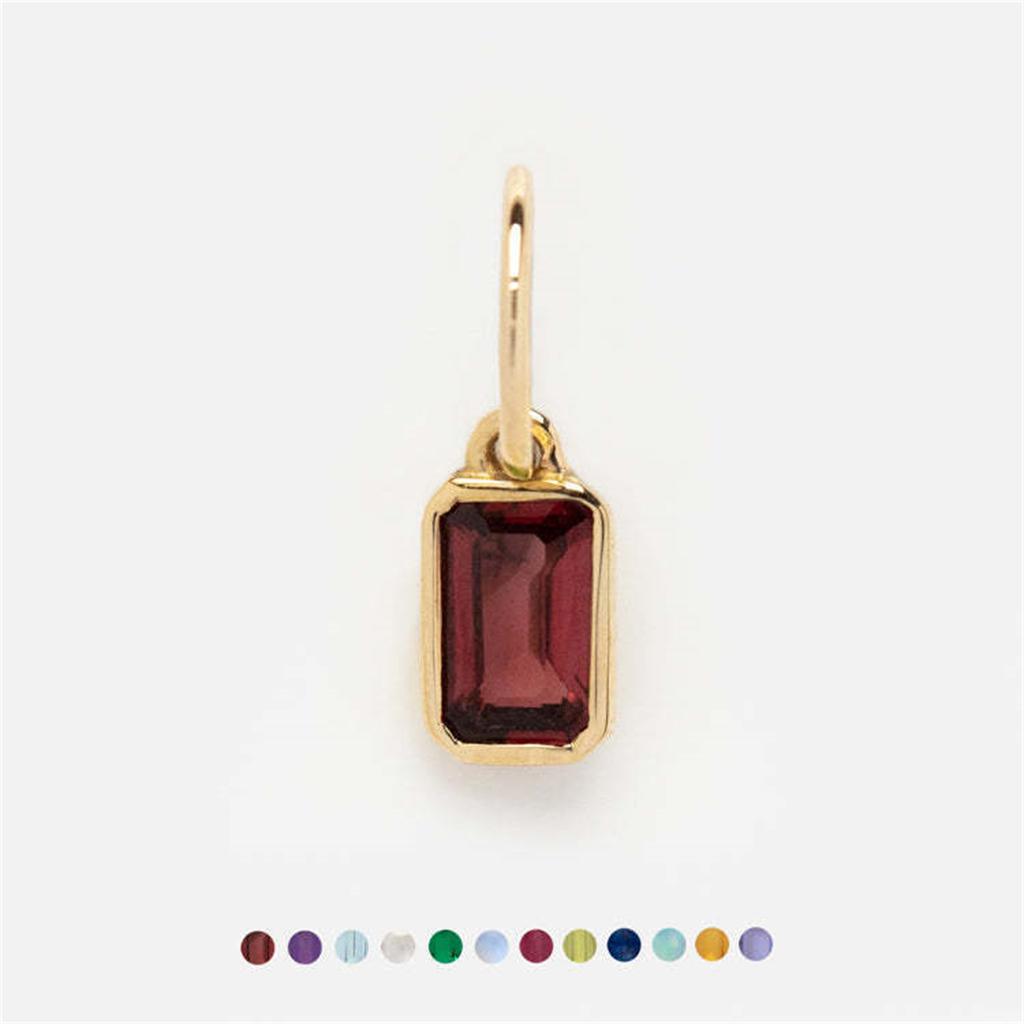 New Titanium Steel 12 Birthstone Pendant DIY Accessories Necklace Square Colored Zircon Pendant Color Preservation