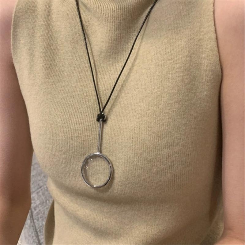 Fashion Magnifying Glass Necklace Alloy Glass Adjustable Chain Necklace Multifunctional Unique Accessory for Daily Wear