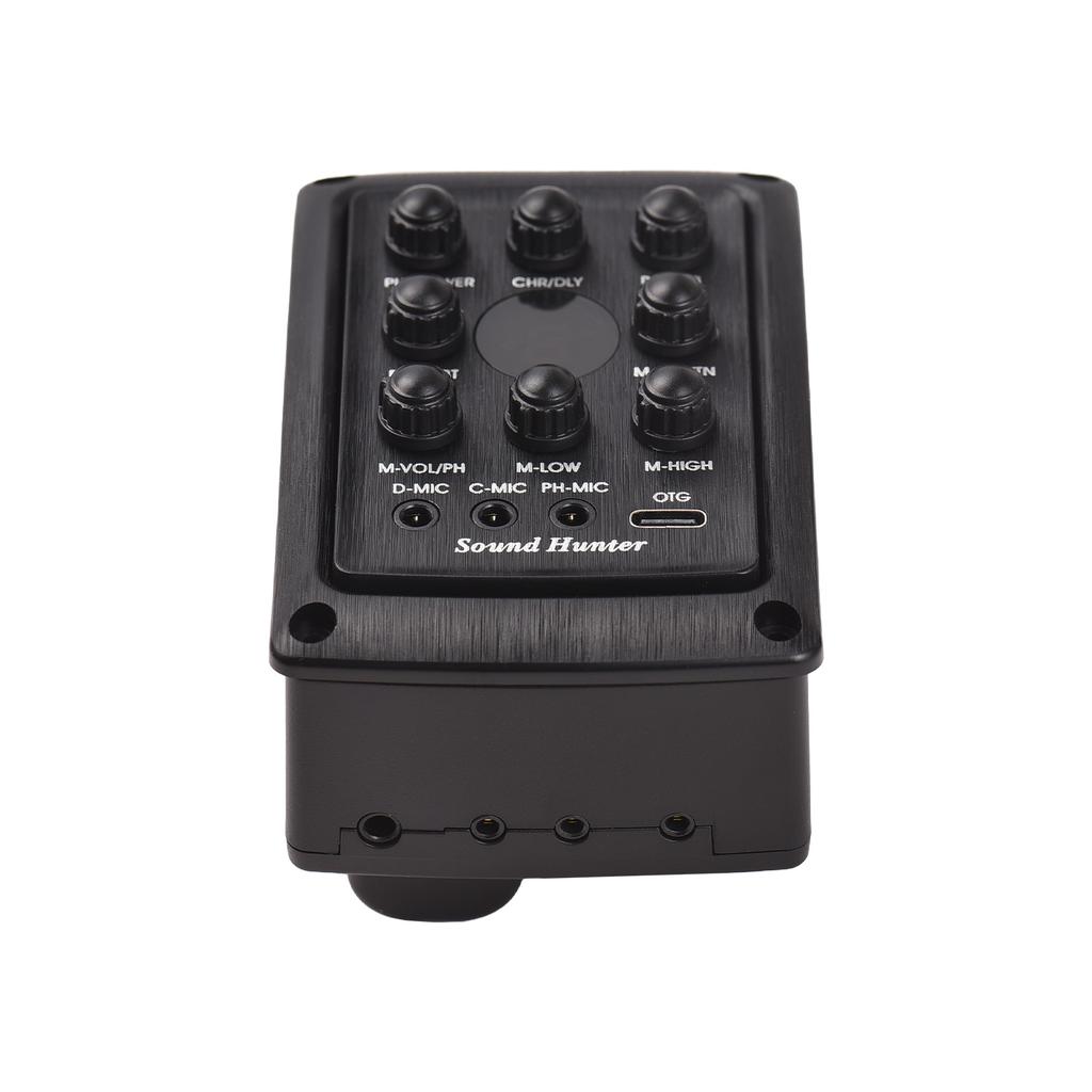 Sound Hunter Guitar Pickup Wooden with 8W Speaker Guitar Sound Hole Pickup Board Chorus Delay