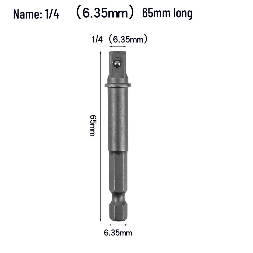 1/4" Hex Shank Socket Wrench Adapter: Hex to Square Steel Ball Joint Adapter (1/4, 3/8, 1/2)