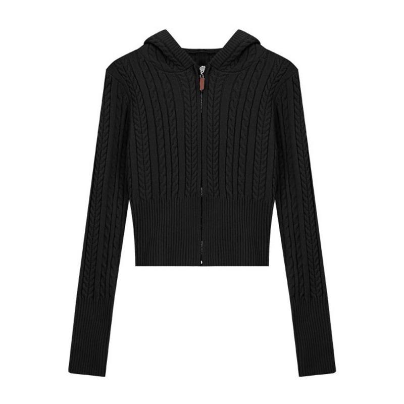 Autumn and Winter New Soft Waxy Twist Knitted Cardigan Top Women's Small Short Age-reducing Sweater Jacket