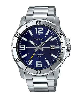 Enticar Edelstahl Blaues Zifferblatt Lässige Analoge Sportliche Uhr MTP-VD01D-2BV Herren