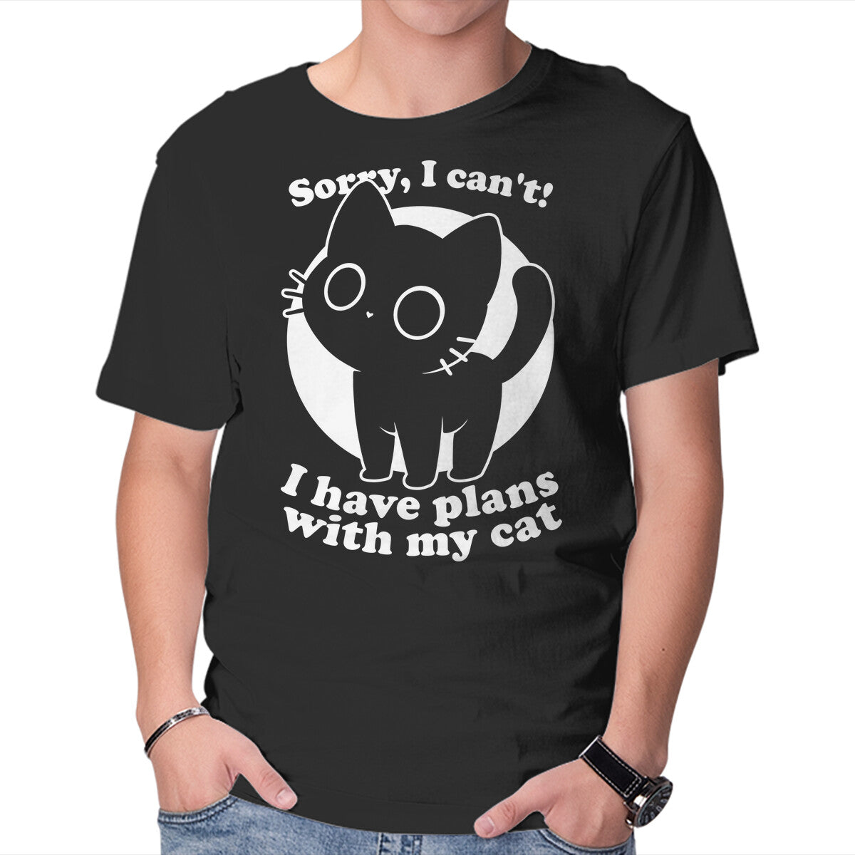 Unisex Crew Neck T-Shirt I Like Cats Not People Graphic Short Sleeve Casual Tee L
