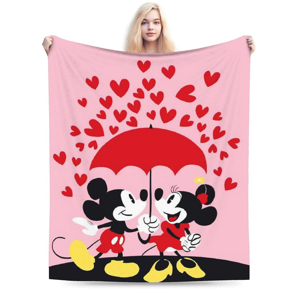 GUOYU Blanket Valentines Day Mickeys And Minnies Throw Blanket for Couch Cozy Plush Blanket Inches Multiple Sizes Bedspread for All Seasons