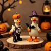 Miniature Figurine Collection 2Pcs Halloween Duck with Pumpkin/Witch Hat Design, Resin Statue Figurines Ornament, Funny Animal Sculpture for