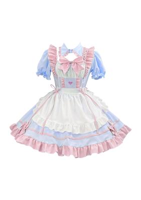 OMZIN Maid Costume, Plus Size, Sexy, Cute, Maid Costume for Men and Women, Short Length, Cute, Maid Cafe, Coffee Shop, Cosplay Costume, Blue Pink, Siz