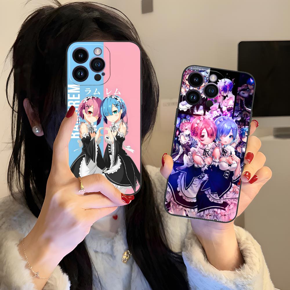 ReZero Rem Ram Matte TPU Mobile Phone Case for iPhone 17 16 15 14 13 12 11 X XR XS 8 7 Air Pro Max Plus Mini Colorful Cover