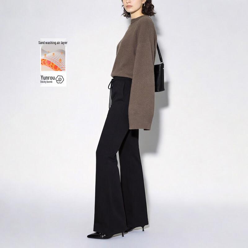 Dmana Women s Sand-Washed Air Layer Flare Pants L