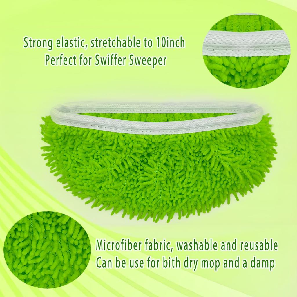 4 Reusable Microfiber Mop Ear Pads Washable, Compatible With, Replacement Ear Pads for Wet and Dry Sweeping Cloths, Replacement for