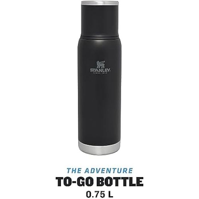 Bouteille isotherme - stanley - adventure to-go 0.75l noir - 20h chaud - 25h froid - étanche - sans bpa