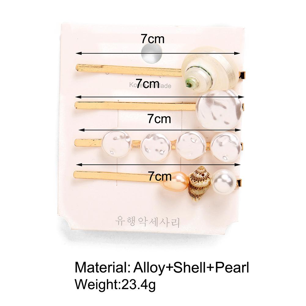 Ocean Style Pearl Bead Shell Hair Clip Earings Set