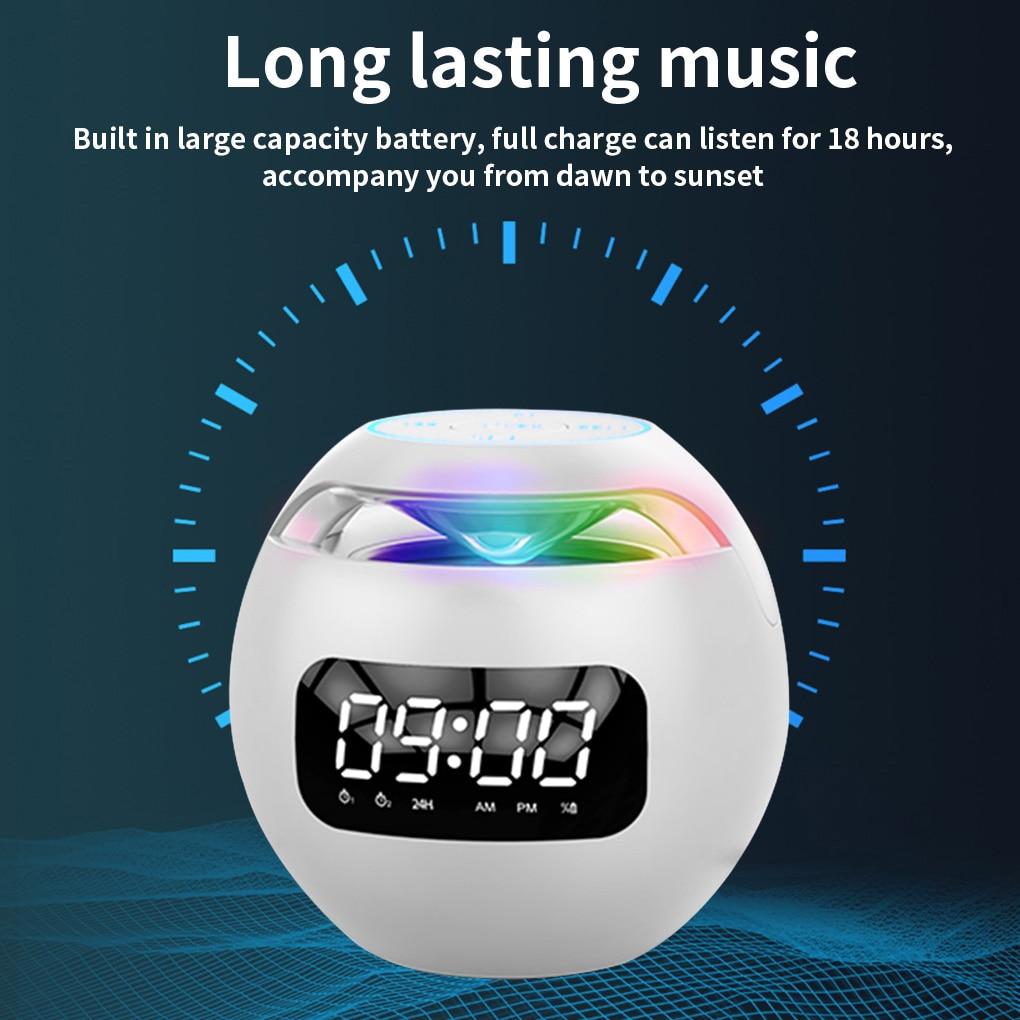 Bluetooth-kompatibel 5,0 Lautsprecher mit LED Digital Wecker Musik Player Drahtlose Ball Form Uhr Lautsprecher Mini BT Lautsprecher