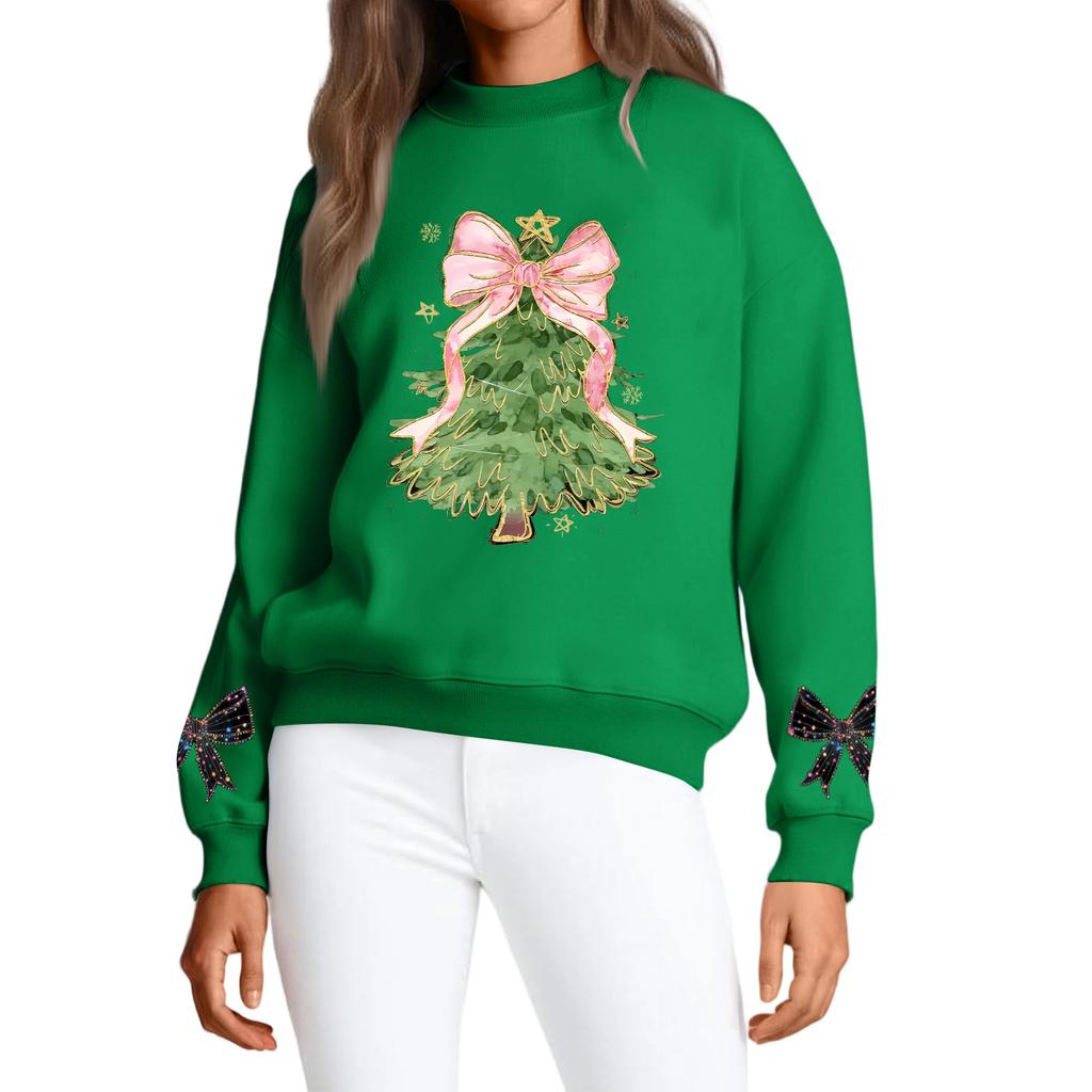 Women's Fashion Casual Round Neck Long Sleeve Christmas Printed Sweatshirt