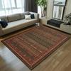 Tapete de Área com Padrão Étnico Vintage Boho para Sala de Estar Quarto Tapete de Chão Antiderrapante com Design Geométrico Vermelho Bege para Decoração de Casa