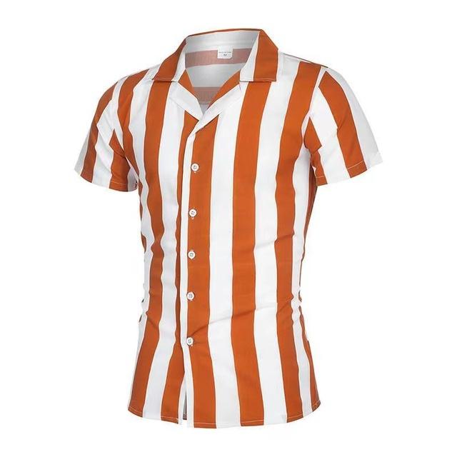 Мужские рубашки Праздничные гавайские пляжные рубашки Полосатые топы с принтом Деловые — фото 19