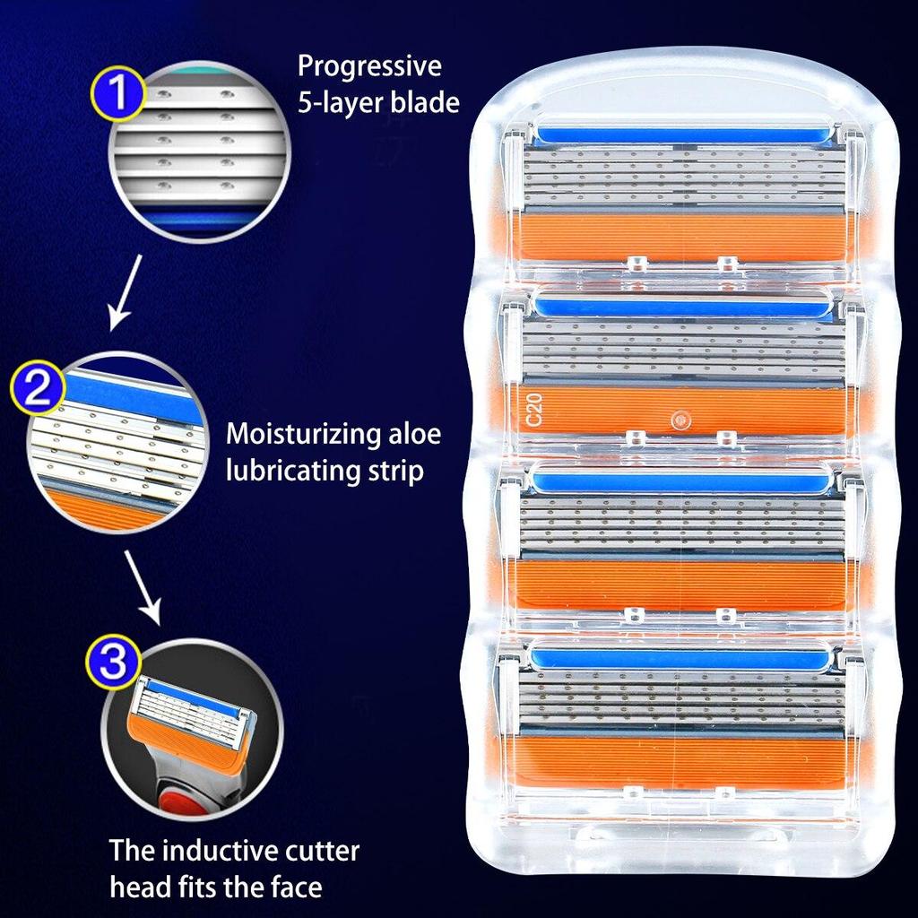 8Pcs 5-Layer Razor Blades Refills Replacement for Proglide Power Stainless Steel