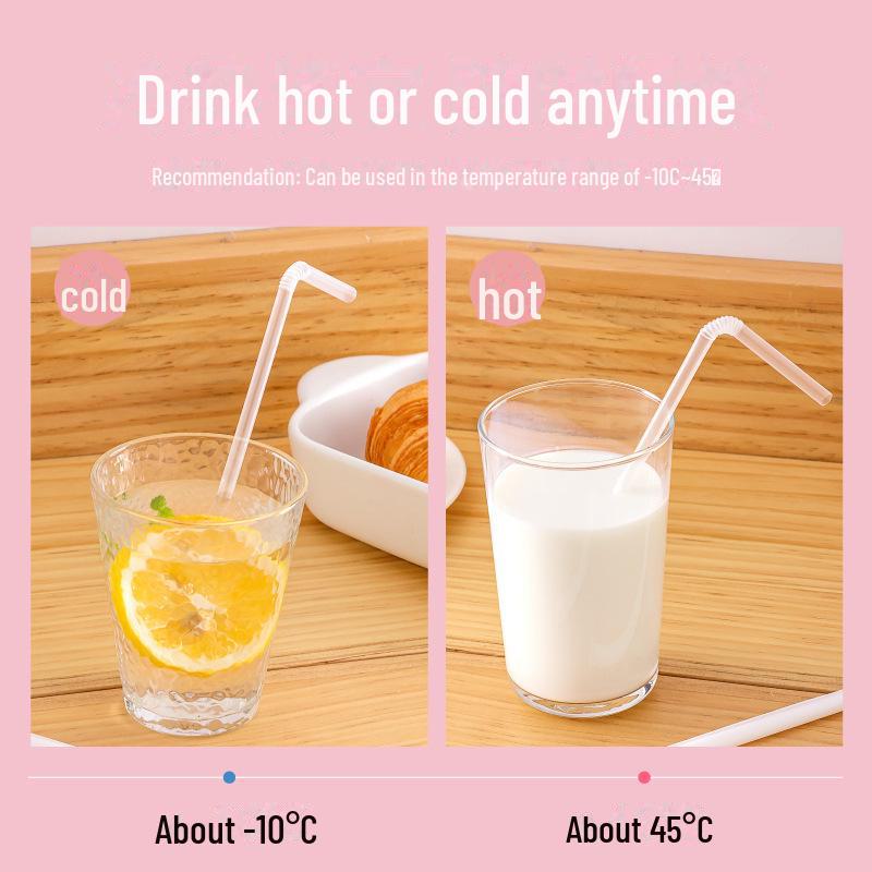 Individually wrapped transparent telescopic straws for children - durable plastic, ideal for soy milk and home use.