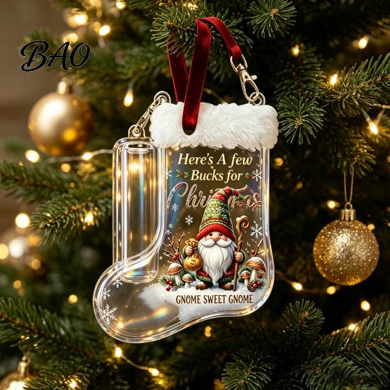 Decorative Money Hanging Tag Christmas Stocking Holder, Clear Cash Gift Clip Ornament for Tree Novelty Decor, Transparent Bill Display Pendant Giving