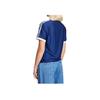 adidas Originals Striped Logo Print Crew Neck Loose Fit T-Shirt Women Tops Navy IR7466