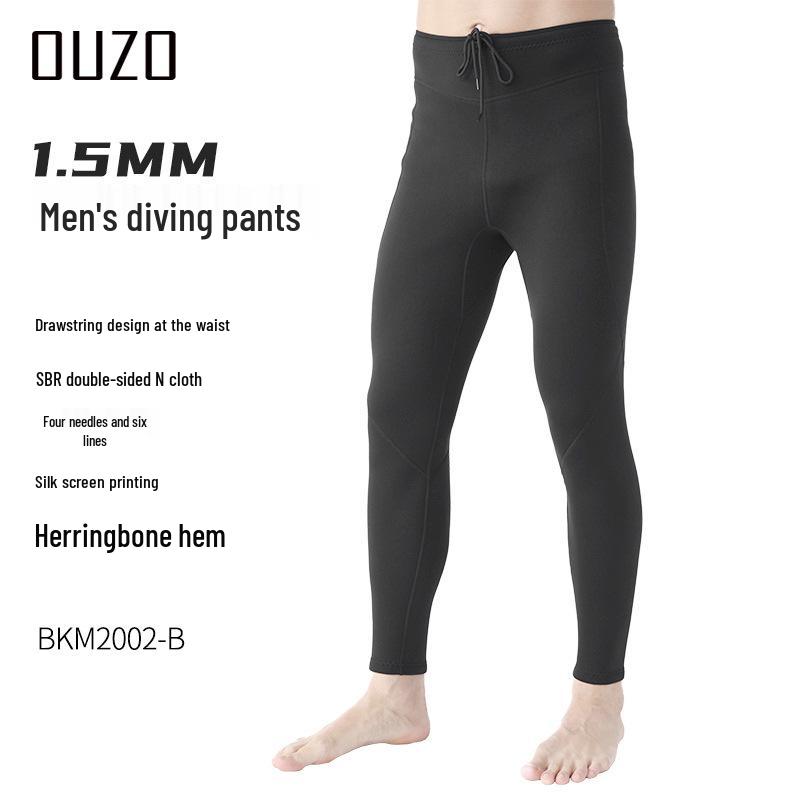 1.5mm OUZO Scuba Diving Suit Set - Unisex Long Sleeve, Cold & Sun Protection, Two-Piece for Surfing & Diving