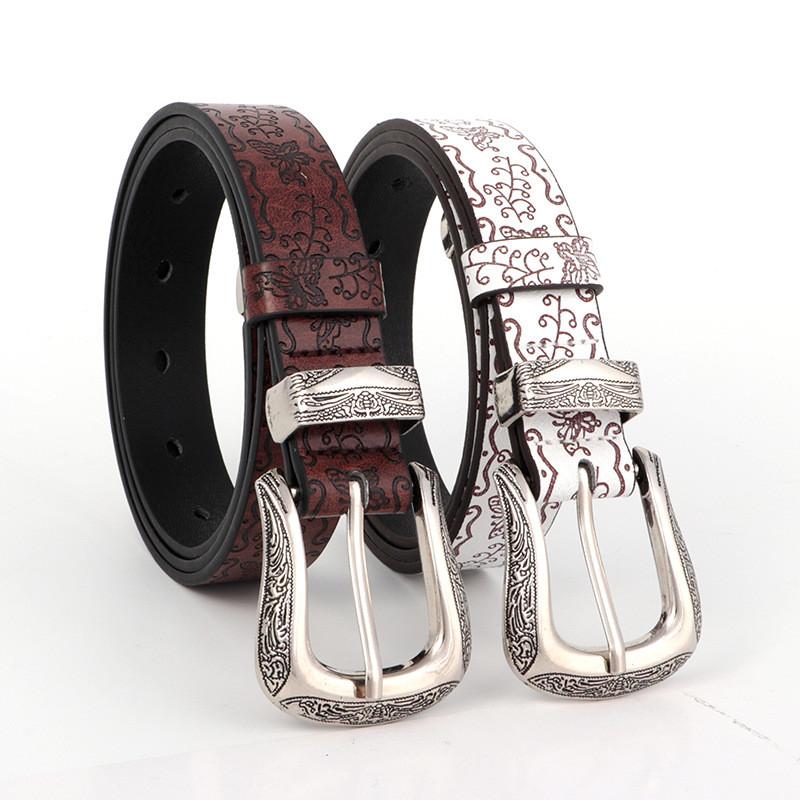 Leather Retro Womens Belt Butterfly Print Design For Trendy And Classic Looks