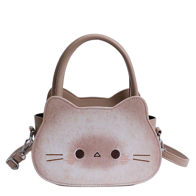 Korean cute cartoon kitten handbag women's 2025 new fashion niche one-shoulder messenger bag one-piece delivery