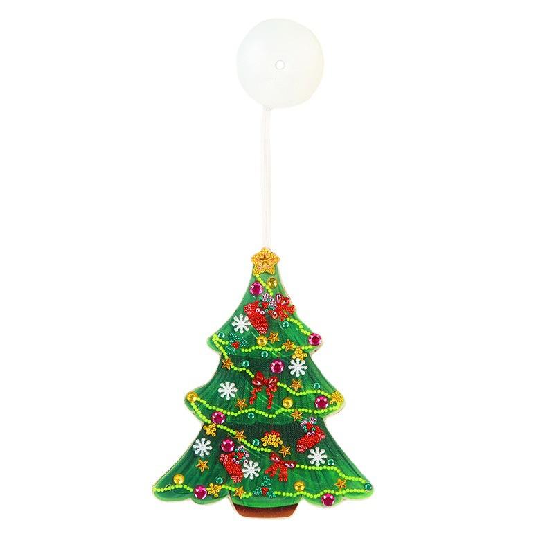 Led Suction Cup Light Diamond Painting, Christmas Tree Elderly Holiday Window Decoration Hanging Painting, Point Diamond Shape Hanging Light