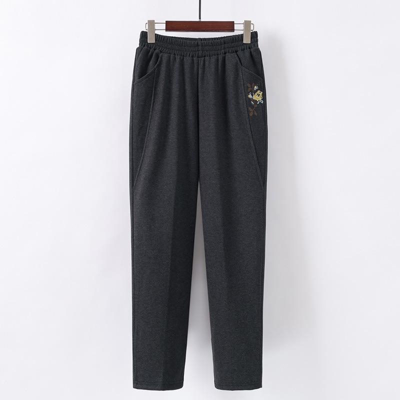 Plus Samt Elastische Taille Gerade Hosen für Mittleren Alters und Ältere Frauen von Mama - Winter Verdickt Lässige Hosen