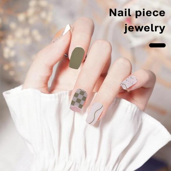 24Pcs Geometric Plaid Resistant Pattern Stickers Solid Color Nail Flower UV Gel Nail Patch
