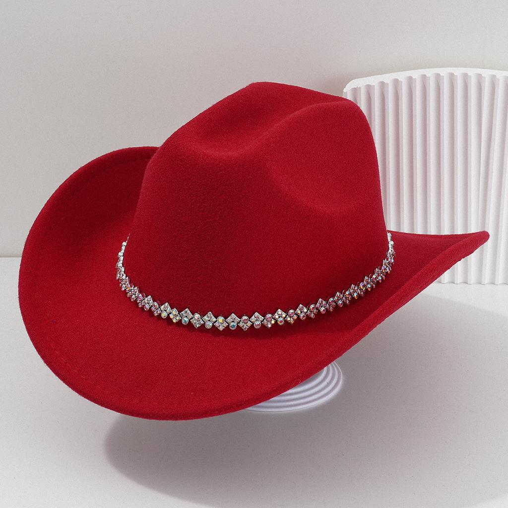New light luxury top hat British cowboy hat Rhinestone gemstone accessories hat strap hat Panama hat