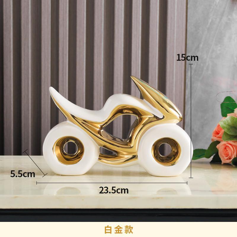 Creative Ceramic Motorcycle Ornaments Geometric Shape Desktop Decoration Ceramic Crafts TV Cabinet Sense Home Decoration Gift