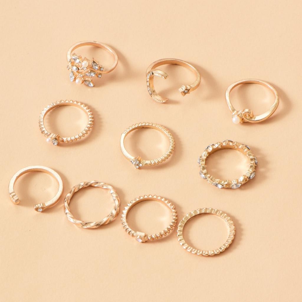 10 szt./zestaw Vintage Pierścionki na Palec z Cyrkoniami Gwiazda Księżyc Serce Liście Pierścionki na Kostki dla Kobiet Mężczyzn Prosty Geometryczny Pierścionek Biżuteria na Imprezę Boho