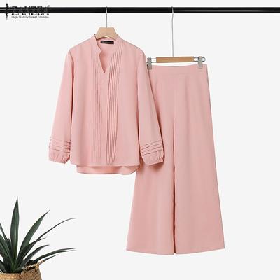 Women Long Sleeve Blouse and Pants Casual Two Piece Suit Sets