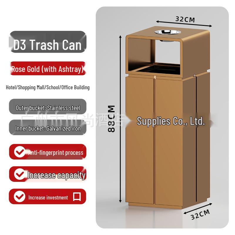 Large Capacity Stainless Steel Ashtray Trash Can for Hotels, Offices, Corridors, Elevators, and Outdoor Use