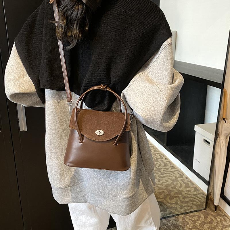 Textured Going Out Small Bag Bag Women's Autumn and Winter Casual Shoulder Crossbody Bucket Bag Suede Handbag