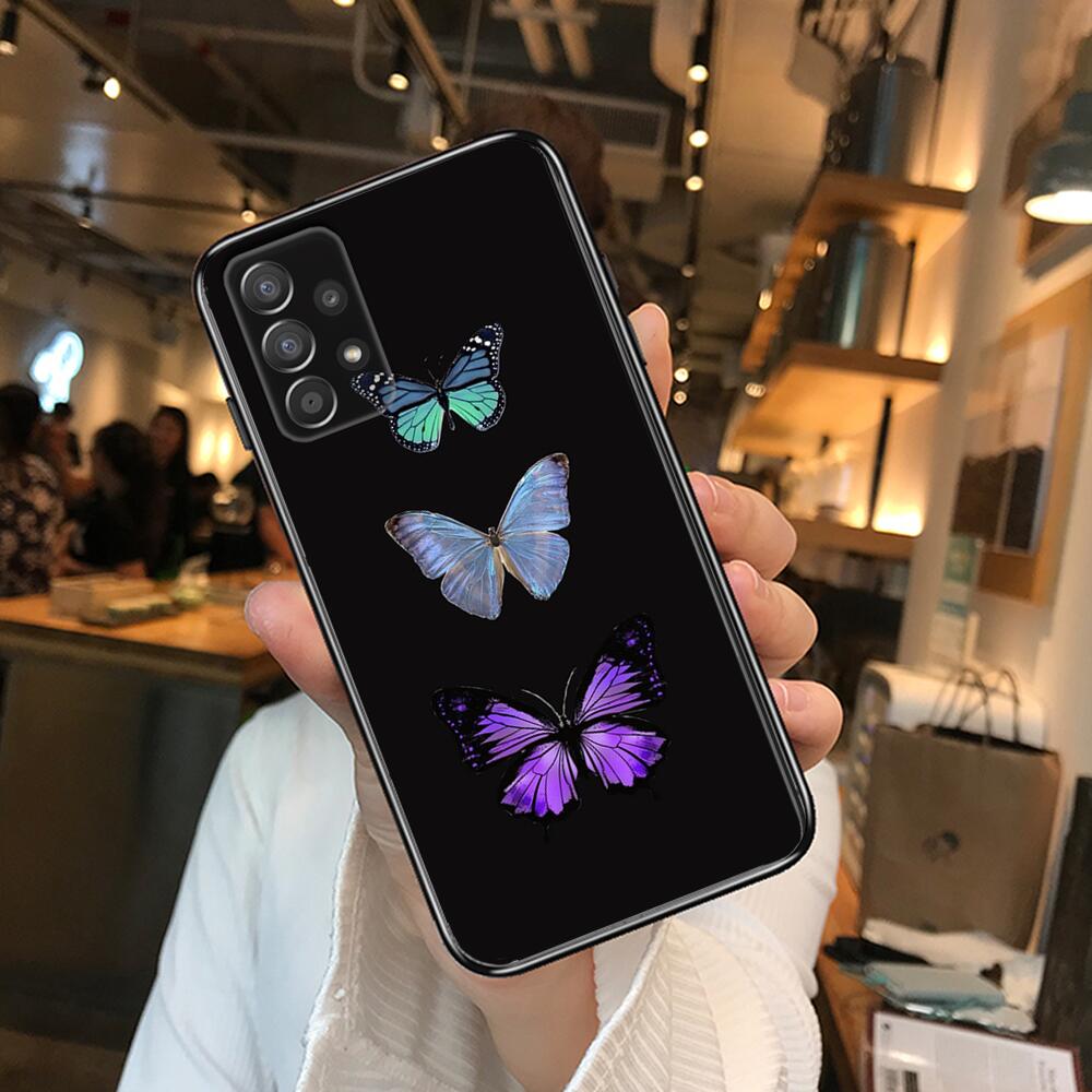Beautiful Butterfly Pattern Phone Case Hull For Samsung Galaxy A70 A50 A51 A71 A52 A40 A30 A31 A90 A20E 5G a20s Black Shell Art