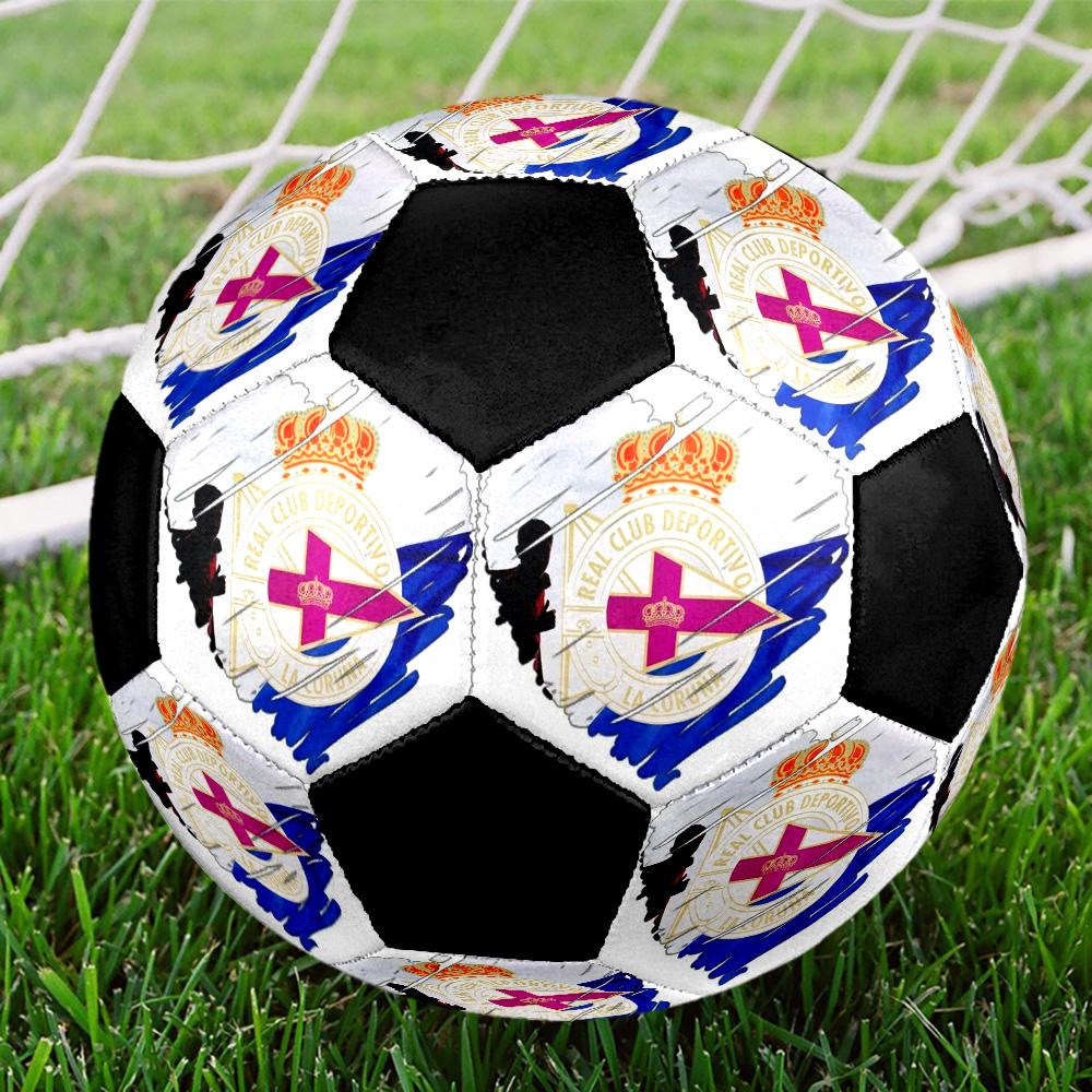 Deportivo de La Coruña Indoor Soccer Ball Colorful Machine Stitched PVC Size 5 Team Training Competition Ready Durable High-Bounce Cool Sports Gift