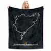 Nürburgring Racing Track Map Flannel Blanket for Bedroom, Living Room, Sofa, and Nap