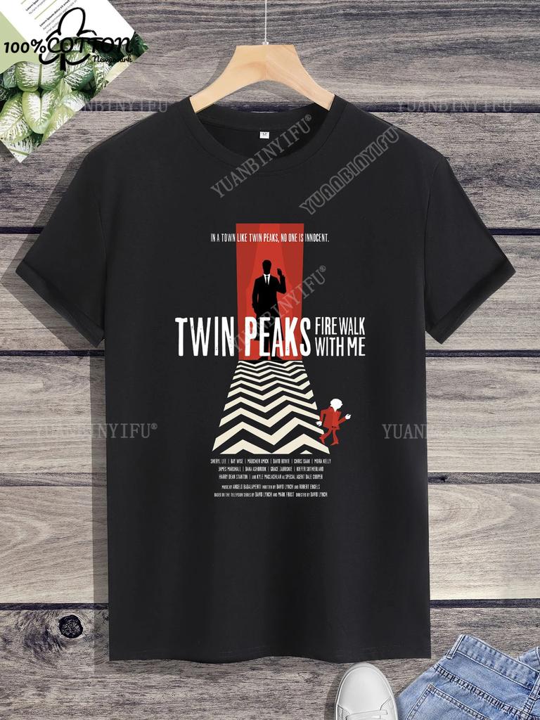 Classic Harajuku Twin Peaks Printed Unisex Cotton Shirt Loose T-shirt Top Short Sleeve O-neck Street Fashion Hot Product