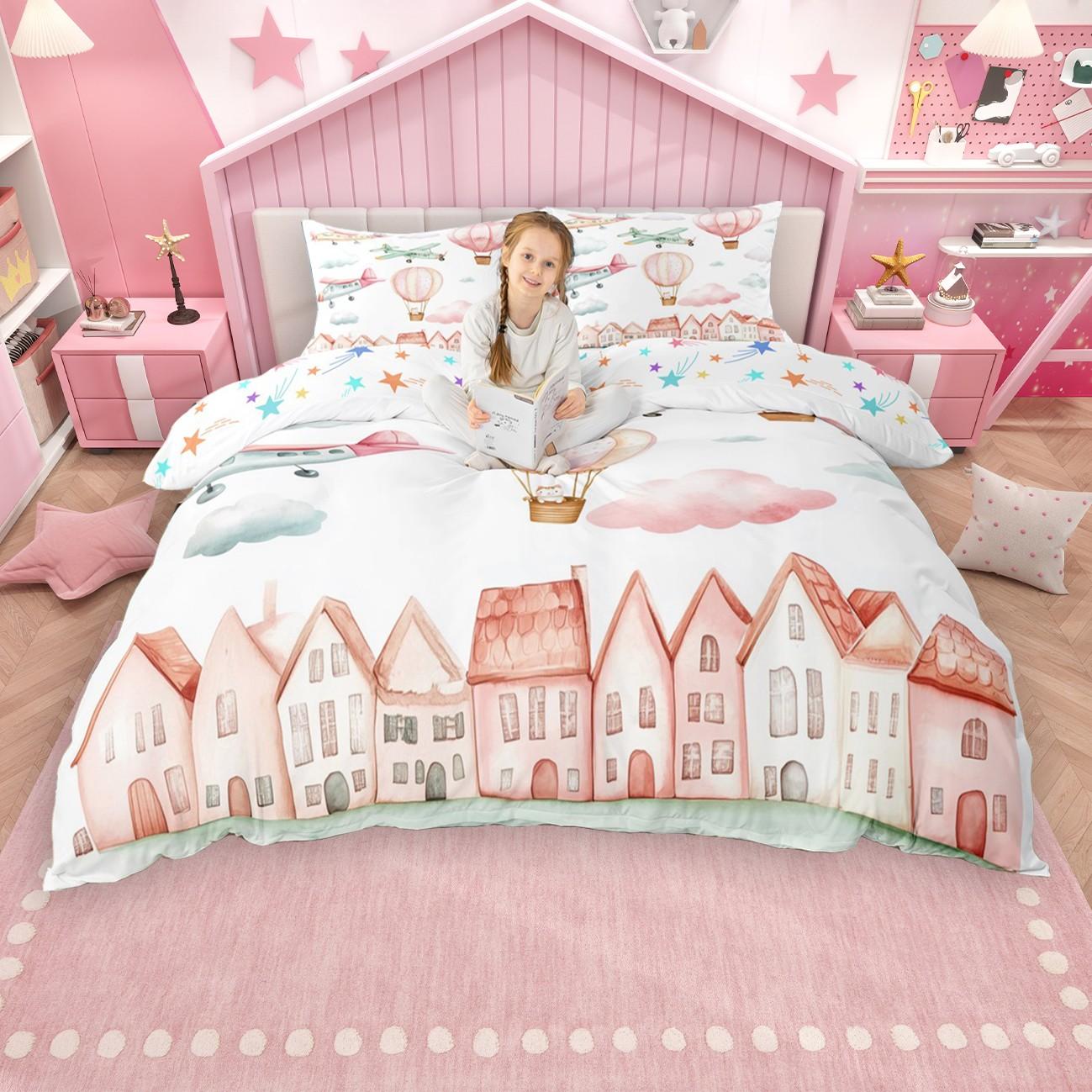 

Comforter Homewish Cartoon Transportation For Boys Watercolor Aircraft Truck Bed Set Tractor Airplane Set Comforter (quilt)-EU Single(135*200cm)3pcs