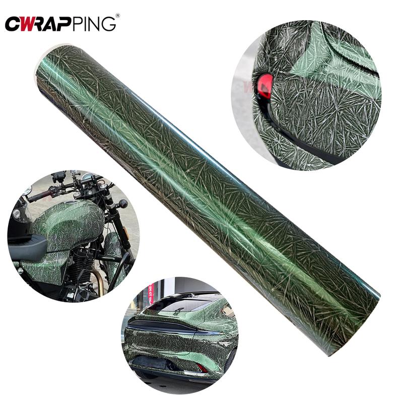 Car Body Film DIY Car Stickers Ice Crack Green Vinyl Wrap Color Change Film PVC Waterproof Auto Body Decoration Auto Accessories