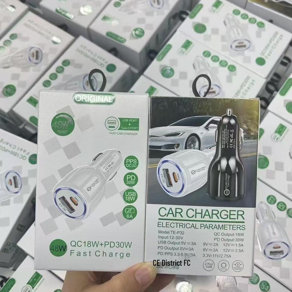 Încărcător Auto 48W cu Circuit Dual QC3.0 cu PD Type-C și Brichetă Auto 1-la-2 Încărcare Rapidă