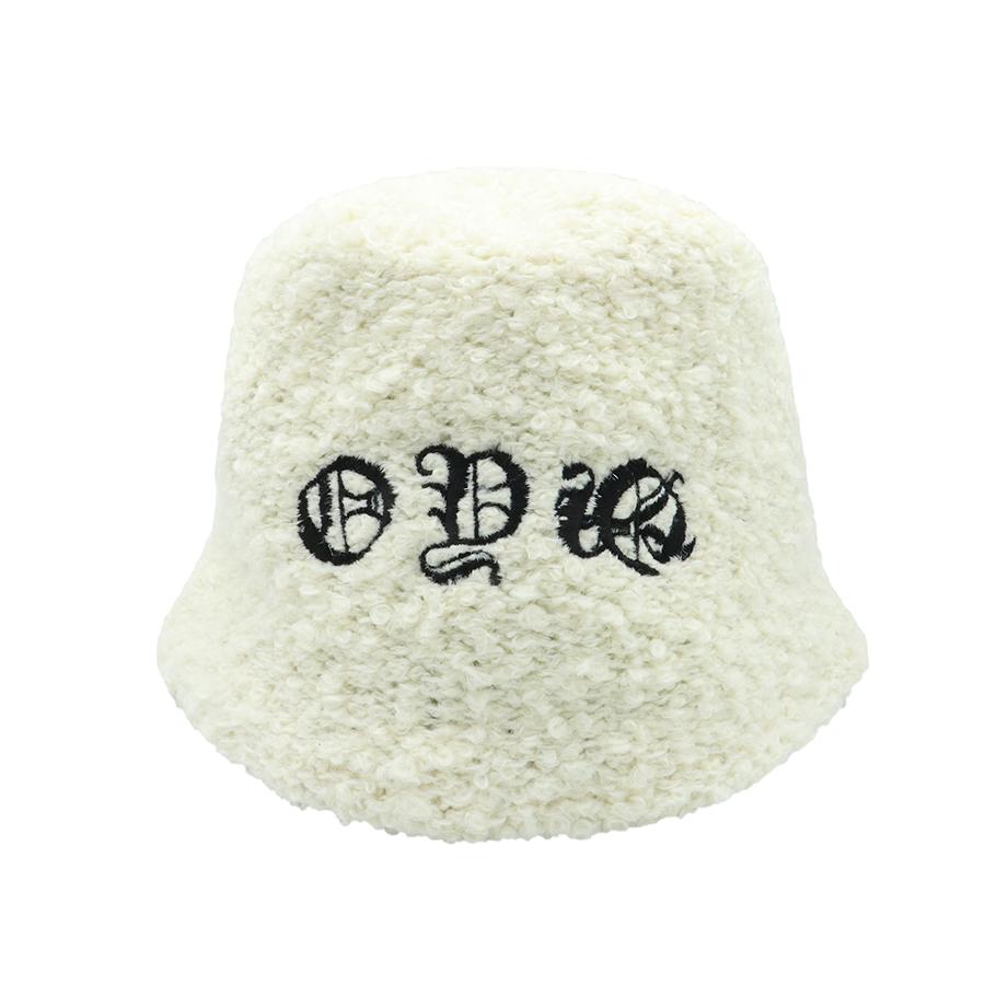 Opeunyadeu(Owai) Devil Logo Boucle Bucket Hat - Ivory