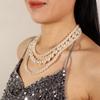 European and American fashion jewelry, direct supply of multi-layer imitation pearl short women's temperament necklace 9340