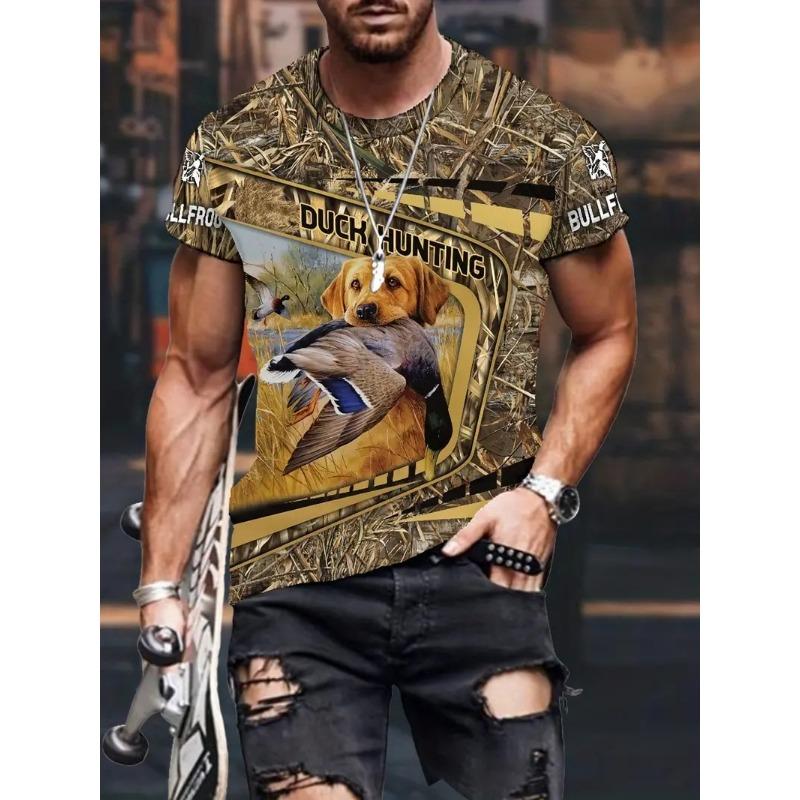 Duck Hunting Dog T-shirts 3D Print Deer Hunter Men's Streetwear Fashion Short Sleeve O-Neck T Shirt Oversized Tops Tees Clothing