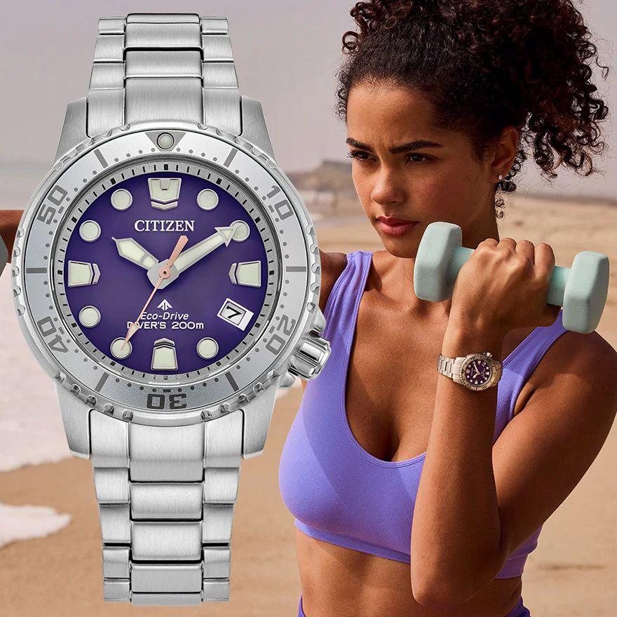 Citizen שעון יד נשים Promaster Marine 37 מ"מ חוגה סגולה EO2027-50X