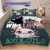 3pcs Enchanting Charm of Axolotls Bedding Set, Including 1 Quilt Cover and 2 Pillow Shams, Without Filling, Soft and Comfortable Home Bedroo