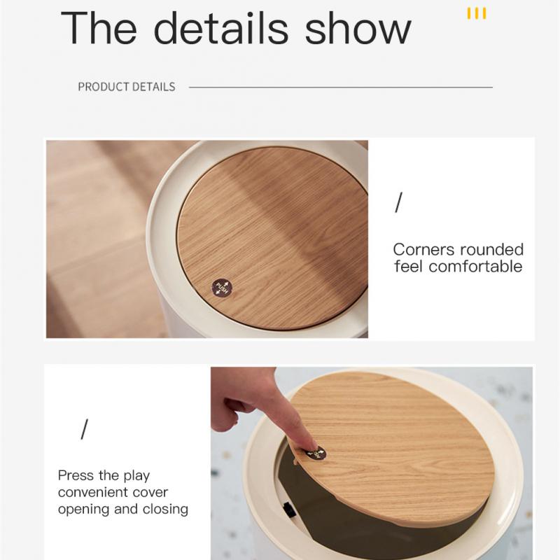 Desktop Trash Can Mini Garbage Can Simple Press Trash Storage Bin Cute Round Trash Can Kitchen Dustbin Table Trash Bin